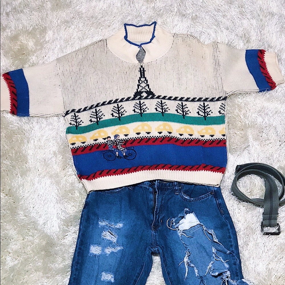 🔥Primary Colored Vintage Bicycle Sweater🔥